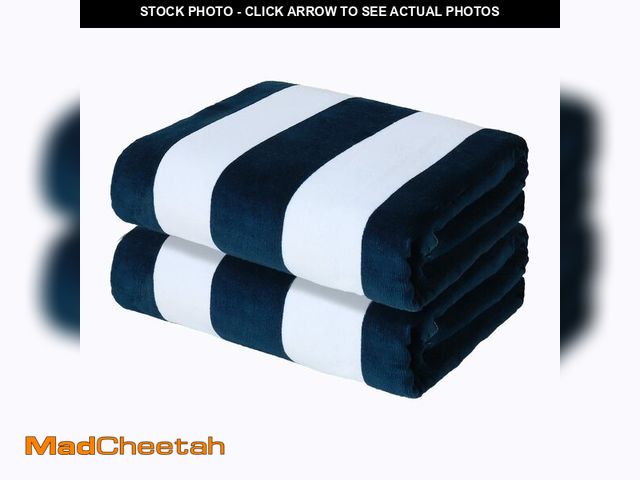 Lot 74-12711668 - Exclusivo Mezcla 2 Pack Cotton Oversized 35x70 Inches Cabana Stripe Beach Towels, Super Absorbent So...
