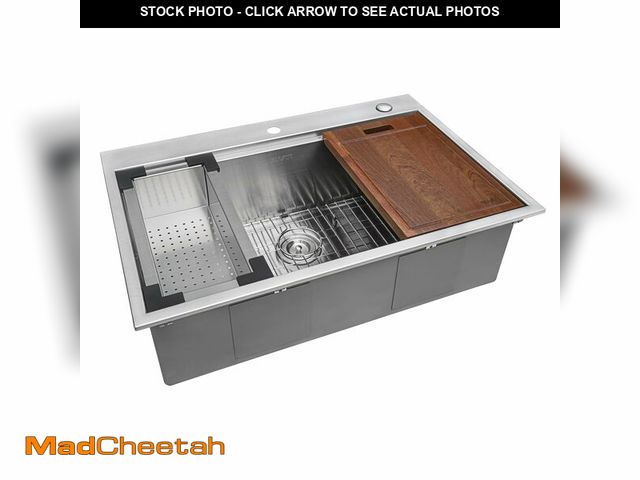 Lot 74-13578263 - Ruvati 30 x 22 inch Workstation Drop-in Tight Radius Topmount 16 Gauge Ledge Stainless Steel Kitchen...