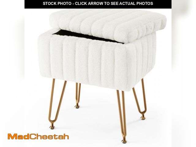 Lot 74-12157814 - CONCETTA Footstools Ottoman Storage Bench, Vanity Faux Fur Padded Chair with Storage and Adjustable ...