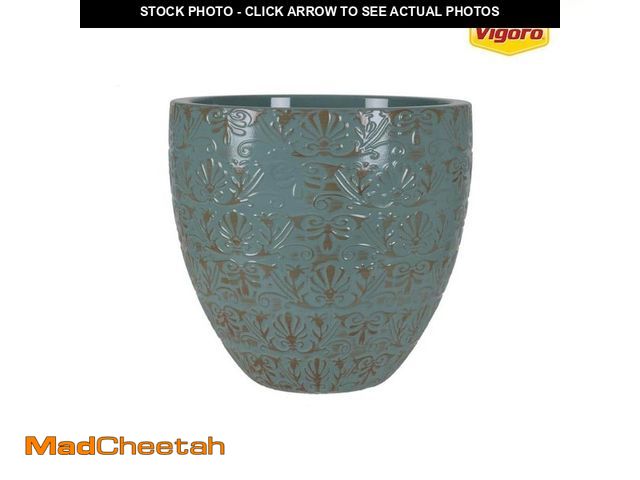 Lot 74-12464503 - *SEE DETAILS* Vigoro 15.1 in. Aurelia Large Jadeite Green Pantina Decorative High-Density Resin Plan...