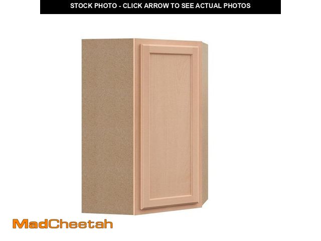 Lot 74-13286533 - Hampton Bay Recessed Panel 24 in. W x 12 in. D x 36 in. H Assembled Diagonal Corner Wall Cabinet in ...