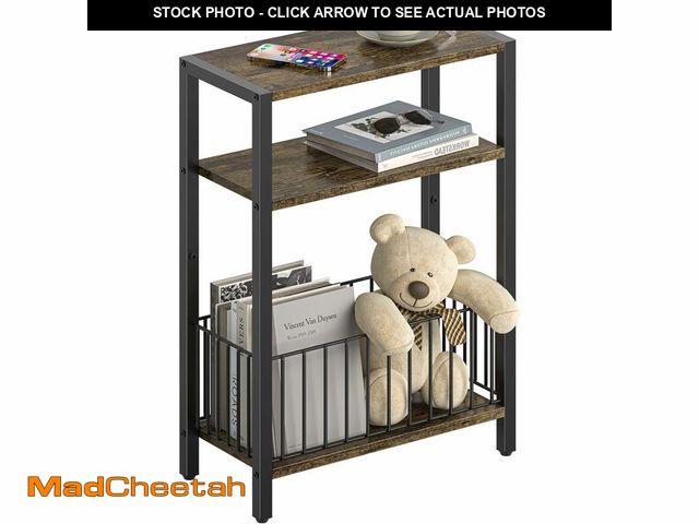 Lot 74-13774356 - Yoobure Narrow Side Table with Storage Basket, Small End Table for Small Spaces Skinny Side Tables L...