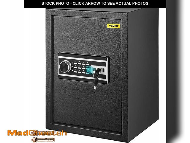 Lot 74-14358474 - (MISSING KEYS) VEVOR Safe Box, 2.1 CU.FT Fingerprint Safe Box for Money w/ 2 Keys &amp; Digital Keyp...