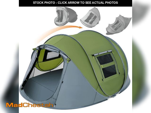 Lot 74-12549222 - 4 Person Easy Pop Up Tent Waterproof Automatic Setup 2 Doors-Instant Family Tents for Camping Hiking...