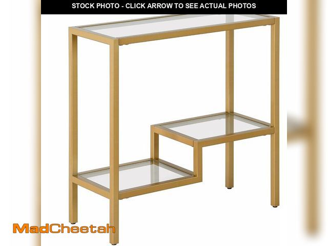 Lot 74-12760186 - Henn&amp;Hart 24" Wide Rectangular Side Table in Brass, Table for Living Room, Bedroom - UNUSED