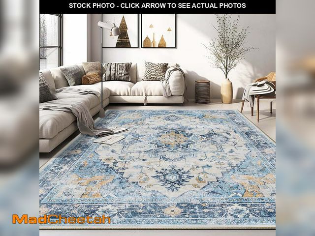 Lot 74-13817365 - Pentantan Area Rugs for Living Room, Boho 9'x12' Washable Bedroom Rug, Non Slip Indoor Carpet, Blue ...