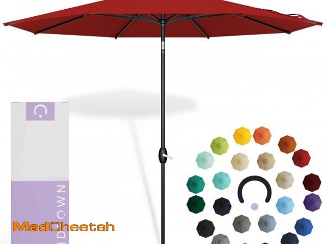 Lot 74-12272969 - Midtown Umbrellas Sunbrella Umbrella 9 Feet Outdoor Umbrella With Red Acrylic Fabric - Auto-Tilt Alu...