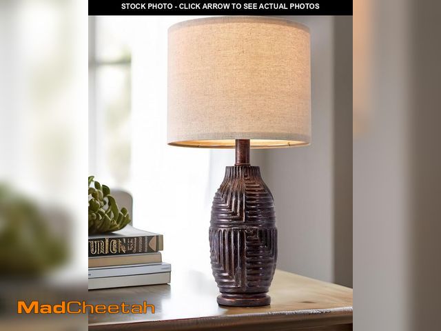 Lot 74-12307364 - G-SAFAVA 20.25" Farmhouse Single Resin Lamp for Bedroom Living Room Retro Rustic Vintage Small Boho ...