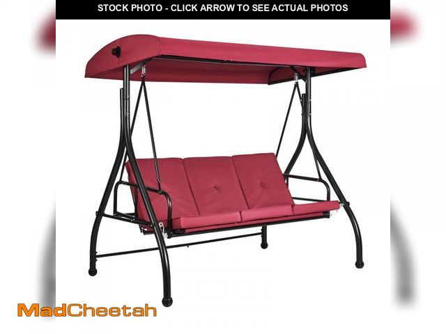 Lot 74-12134411 - VEVOR 2 in 1 Outdoor Porch Swing for Adults, 3-Seat Patio Swing Chair with Adjustable Canopy &amp; C...