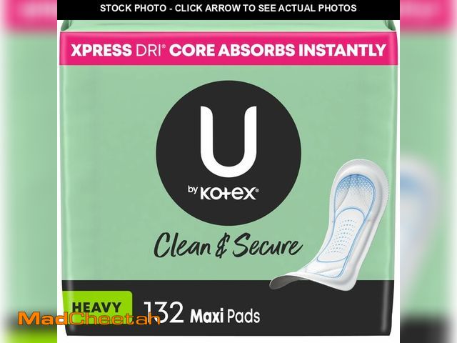 Lot 74-13801614 - U by Kotex Clean &amp; Secure Maxi Pads, Heavy Absorbency, 132 Count (3 Packs of 44) (Packaging May ...
