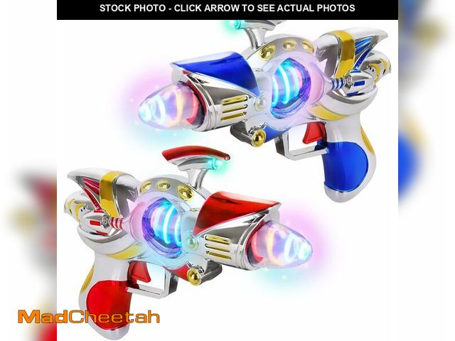 Lot 74-12709395 - ArtCreativity Super Spinning Space Toy Gun (2 Pack), Red &amp; Blue Light Up Toy Guns with Flashing ...