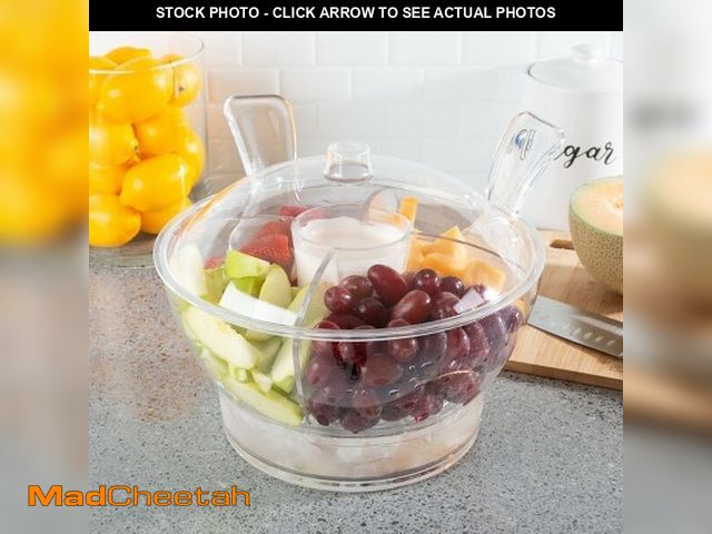 Lot 74-13070013 - Ice Bowl-Large Cold Server with Lid, Dip Bowl, Serving Utensils, Dividers, and Ice Compartment-For C...