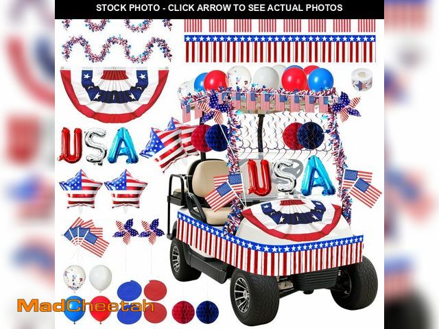 Lot 74-14270390 - Mythcloud 4th of July Decorations, 46 Pcs Patriotic Parade Decor Kit for Golf Cart, Bikes, Boats and...