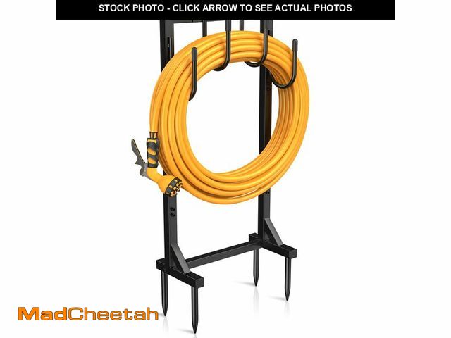 Lot 74-14155294 - Yumatum Garden Hose Holder Reel, Upgraded Metal Hose Reels Holds 150ft Hose with 4 Large hooks, Heav...