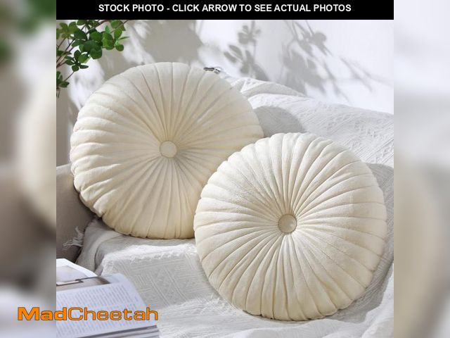 Lot 74-12439919 - Namalu Round Throw Pillow 13.8 Inch Decorative Round Velvet Floor Pillows Small Pumpkin Throw Cushio...
