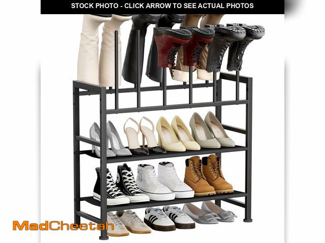 Lot 74-14266343 - DIMJ Boot Rack 4-Tier - Black Metal Boot Storage Rack for Tall Boots Organizer Tall Boots, Multiuse ...