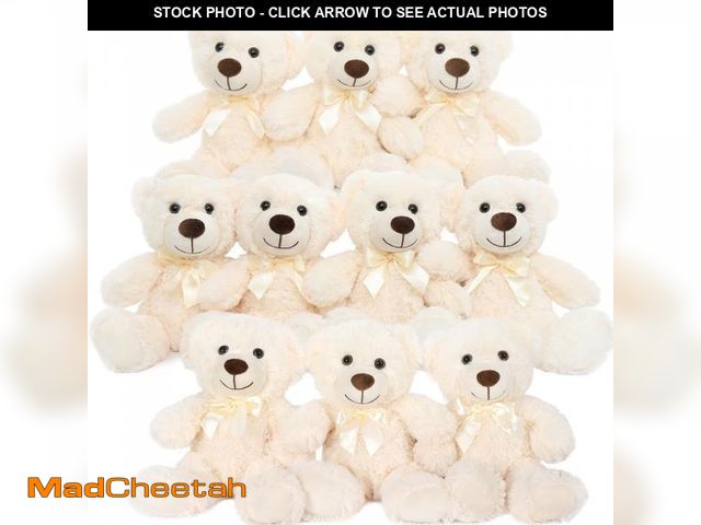 Lot 74-11553888 - MorisMos 10 Packs Bulk Teddy Bear Baby Shower, Small White Teddy Bears Stuffed Animals in Bulk, 14" ...