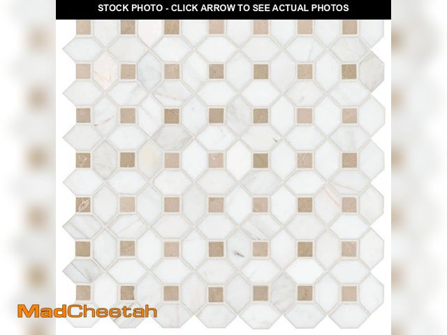 Lot 74-13099524 - MSI Bianco Dolomite Crema Dotty 13 in. x 13 in. x 0.38 in. Polished Marble Mesh-Mounted Mosaic Tile ...