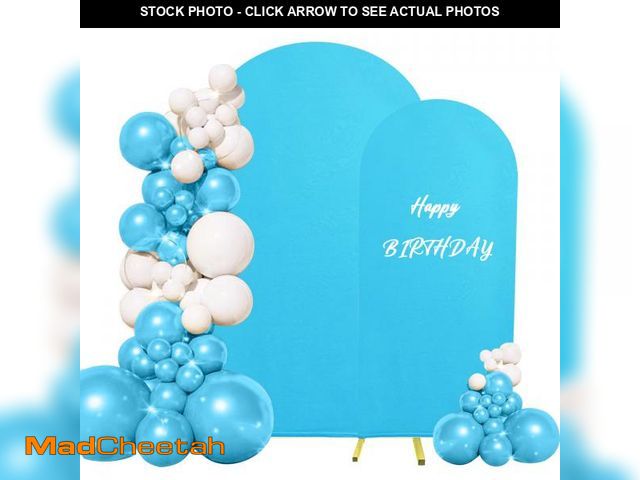 Lot 74-12120714 - Set of 2 Wedding Arch Cover 2-Sided Round Top Spandex Fitted Arch Backdrop Cover for Birthday Party ...