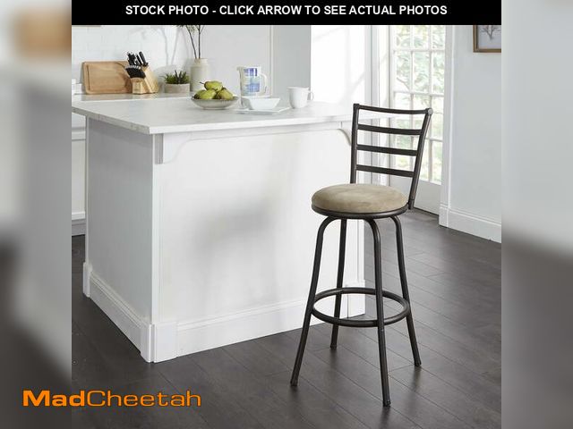 Lot 74-12382801 - Mainstays Indoor Adjustable 24" or 29" Swivel Barstool, Gray Microfiber Cushion - UNUSED