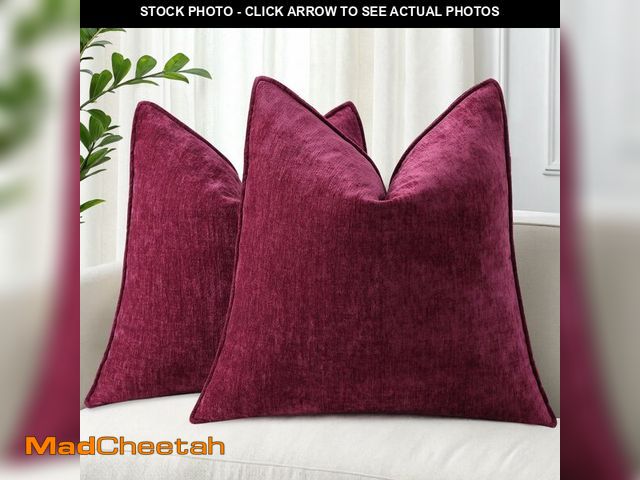 Lot 74-12971145 - decorUhome Christmas Couch Throw Pillow Covers 22x22 Set of 2, Decorative Soft Euro Neutral Chenille...