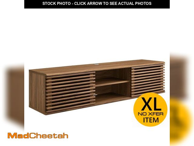 Lot 74-12694304 - Modway Render 60" Mid-Century Modern Wall Mount Media Console TV Stand, 60 Inch, Walnut - UNUSED