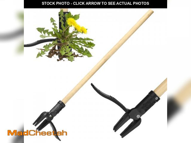 Lot 74-12155525 - Stand up Weed Puller Tool Heavy Duty Weeding Tool with Long Wooden Handle and 4-Claw Steel Head - UN...