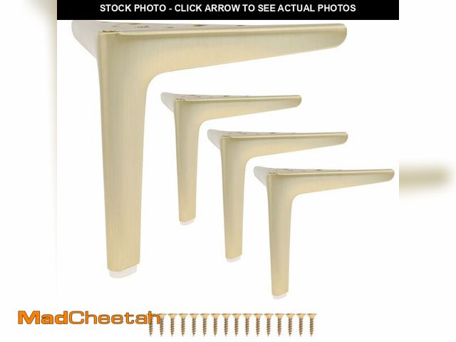 Lot 74-14335100 - HOJLKLD 6 Inch Heavy Duty Furniture Legs Antique Brushed Gold, Metal Triangle Furniture Feet Set of ...