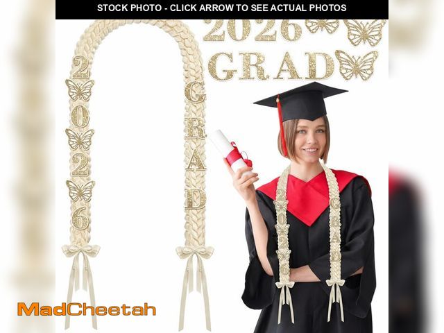 Lot 74-14153337 - Suncalla 1/2 Pack Graduation Leis Class of 2026 Ivory Satin Ribbon Necklace with 11 Letters and Numb...