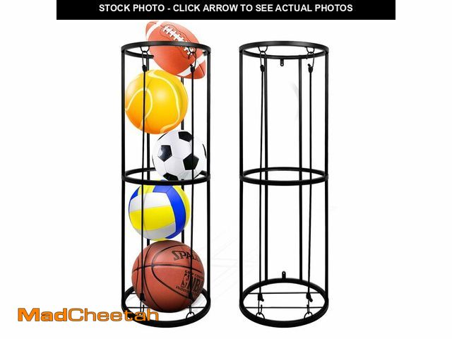 Lot 74-14378560 - BEWITU Garage Ball Storage Rack, Wall-Mounted Basketball Holder, Vertical Ball Rack for Soccer Volle...