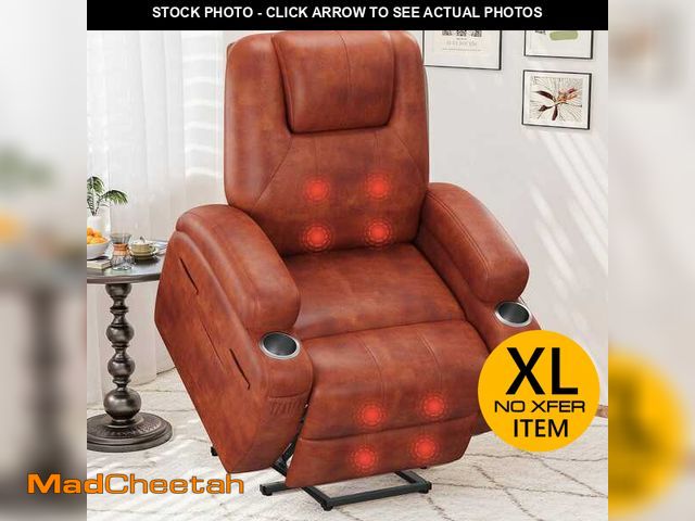 Lot 74-12643835 - LACOO Brown Leather Standard (No Motion) Recliner with Power Lift - UNUSED