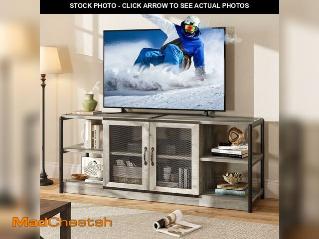 Lot 74-13789093 - OUTGOODS Country Style TV Cabinet, Fits Up to 65/75 Inch TV, Farmhouse Style Entertainment Center wi...