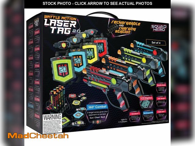 Lot 74-13584918 - Squad Hero Rechargeable Laser Tag 360ÃÂ° Sensors + LCDs - Set of 4 - Easter Gift Ideas for Kids Tee...