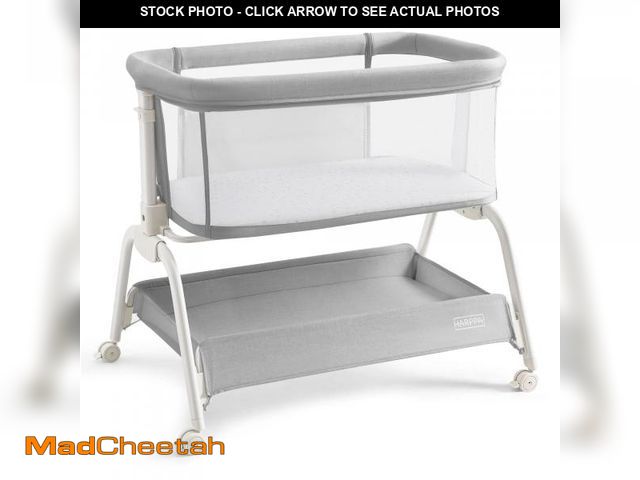 Lot 74-12480064 - HARPPA Baby Bassinet Bedside Sleeper, 6 Height Adjustable Baby Bassinet for Infants, Grey - UNUSED