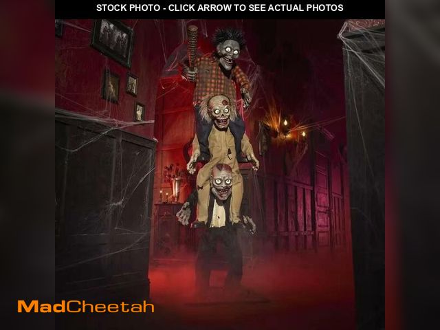 Lot 74-13797473 - 7.5 FT Animated LED Zombie Stacked Tower Halloween Animatronic House Yard Prop - UNUSED