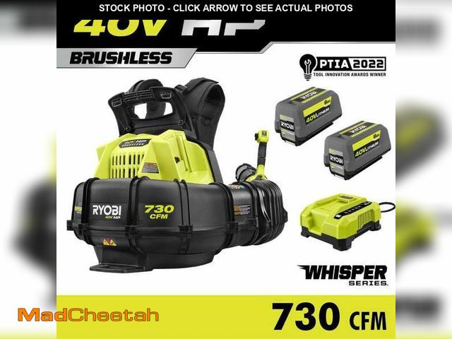 Lot 74-12794753 - (MISSING BATTERIES) RYOBI 40V HP Brushless Whisper Series 165 MPH 730 CFM Cordless Battery Backpack ...