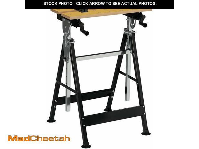 Lot 74-12664368 - HOMCOM Work Bench Tool Stand with Adjustable Height and Angle, Carpenter Saw Table with 4 Clamps, St...