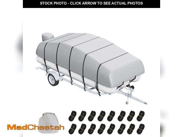Lot 74-12746770 - SVOPES 19-20 ft. Pontoon Boat Cover Waterproof 800D PU Oxford Fabric Trailerable with Motor Cover an...