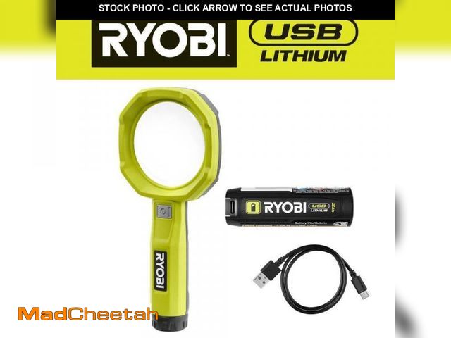 Lot 74-12032472 - RYOBI USB Lithium Cordless 200 Lumens Magnifying Light Kit with 2.0 Ah Battery and USB Charging Cabl...
