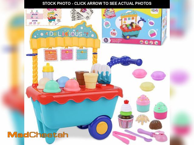 Lot 74-12712304 - Gifts2U Ice Cream Cart Toys for Kids,45 Pcs Ice Cream Play Set,Pretend Play Store with Storage Troll...