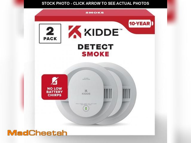 Lot 74-12308774 - Kidde Smoke Detector, 20SD10, 10-Year Battery Powered, LED Warning Light Indicators, 2 Pack - UNUSED