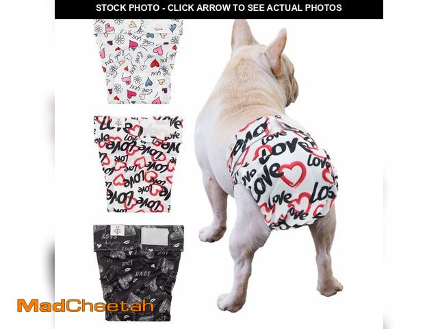 Lot 74-14207708 - CuteBone Washable Dog Diapers Female No Tail Hole 3 Pack Reusable Doggie Period Training Pants for D...