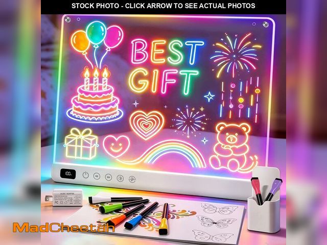 Lot 74-14058243 - Cosmody Rechargeable LED Drawing Board for Kids, Large 16" Light Up Drawing Pad with 8 RGB Colors &a...