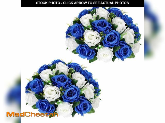 Lot 74-14265406 - Briful Fake Floral Balls for Centerpieces - 2PCS 11.8" Large Faux Rose Flower Arrangement Silk Flowe...