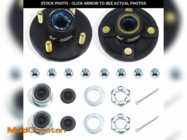 Lot 74-14267792 - GREPSPUD 2 Sets Trailer Hub Kits 4 on 4'' for 2000 lbs 1'' BT8 Straight Axle Spindle, Prelubricated ...