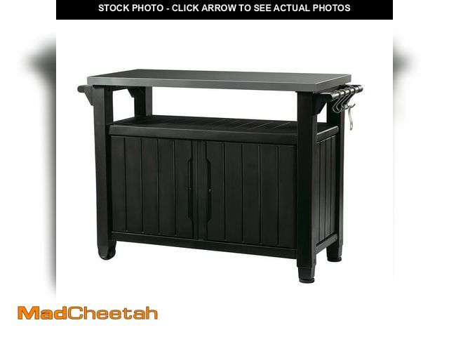 Lot 74-12568115 - Keter Unity XL Portable Outdoor Table with Stainless Steel Top for Kitchen Prep and Outdoor Storage ...
