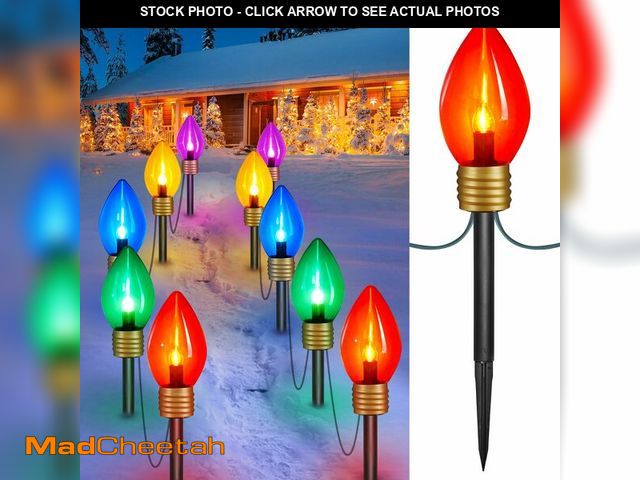 Lot 74-12699407 - Christmas Lights Jumbo C9 Outdoor Lawn Decorations with Pathway Marker Stakes, 2 Pack 8.5 Feet Strin...