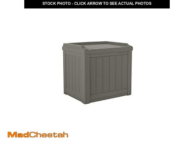Lot 74-12760504 - Suncast Outdoor Storage Box - 22 Gallon Stone Gray Resin Outdoor Deck Box with Seat, Weatherproof Pa...