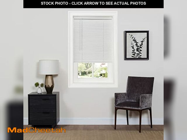 Lot 74-12365856 - Cordless Room Darkening Mini Blind - 35 Inch Width, 64 Inch Length, 1" Slat Size - Pearl White - Cor...