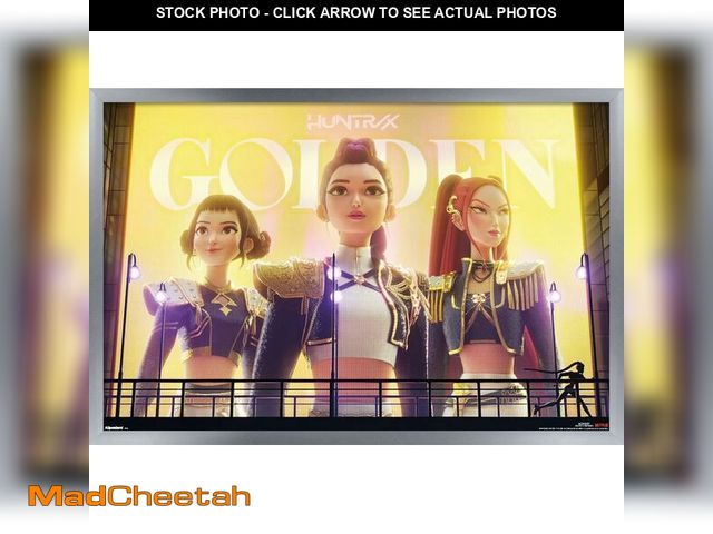 Lot 74-12760374 - Netflix KPop Demon Hunters (2025) - Huntrix Golden Wall Poster, 34L" x 22.4W", Silver Framed Version...